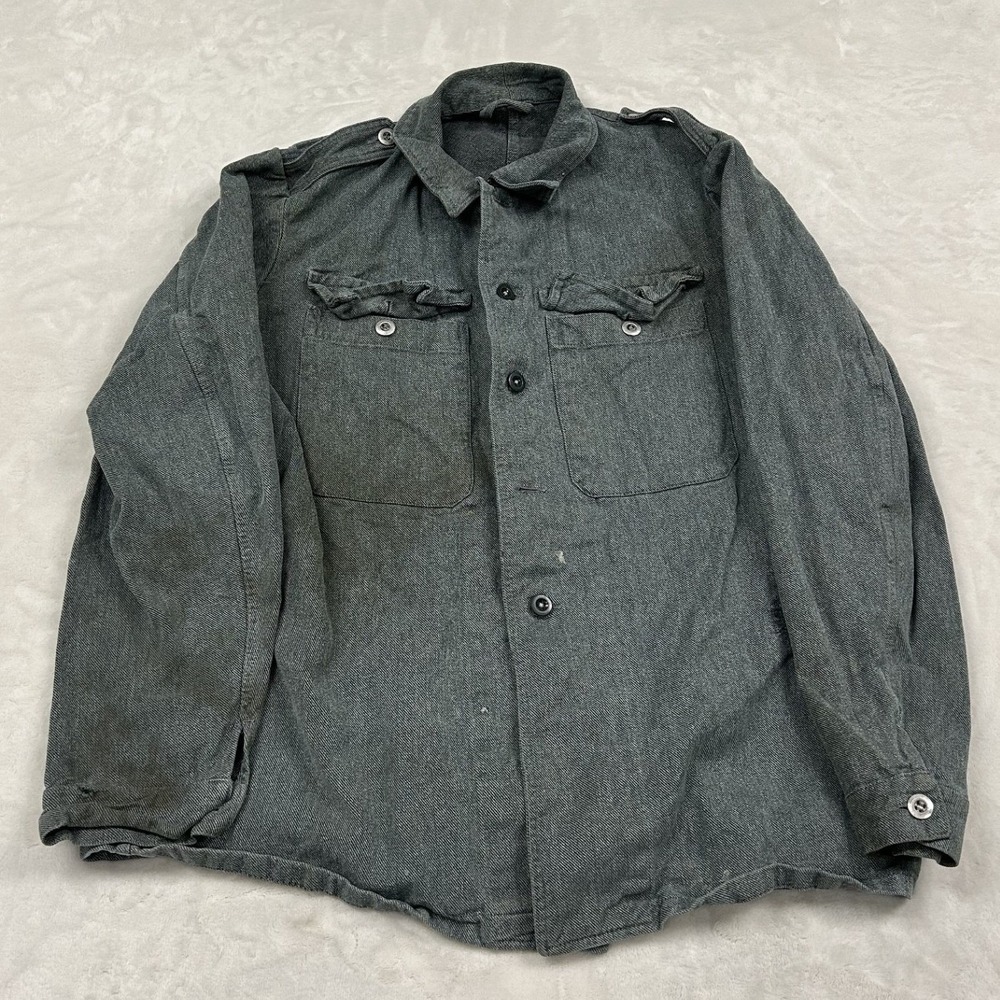 Vintage Military Field Shirt Mens S Grey HBT Herringbone Twill Utility Coat
